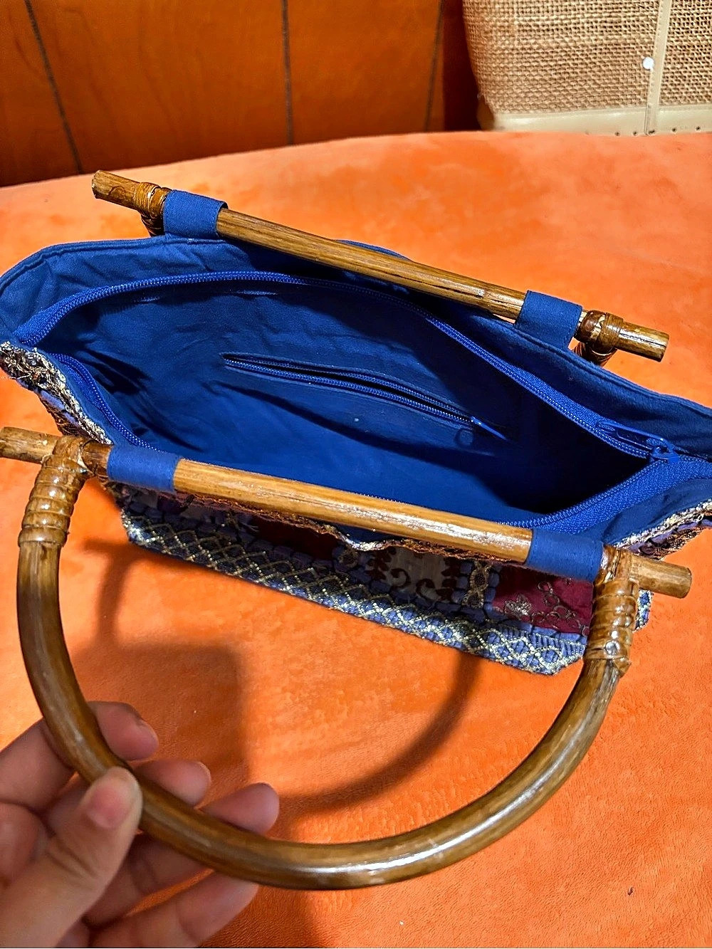 Blue & Multicolor Patchwork Tote - Picture 3 of 4